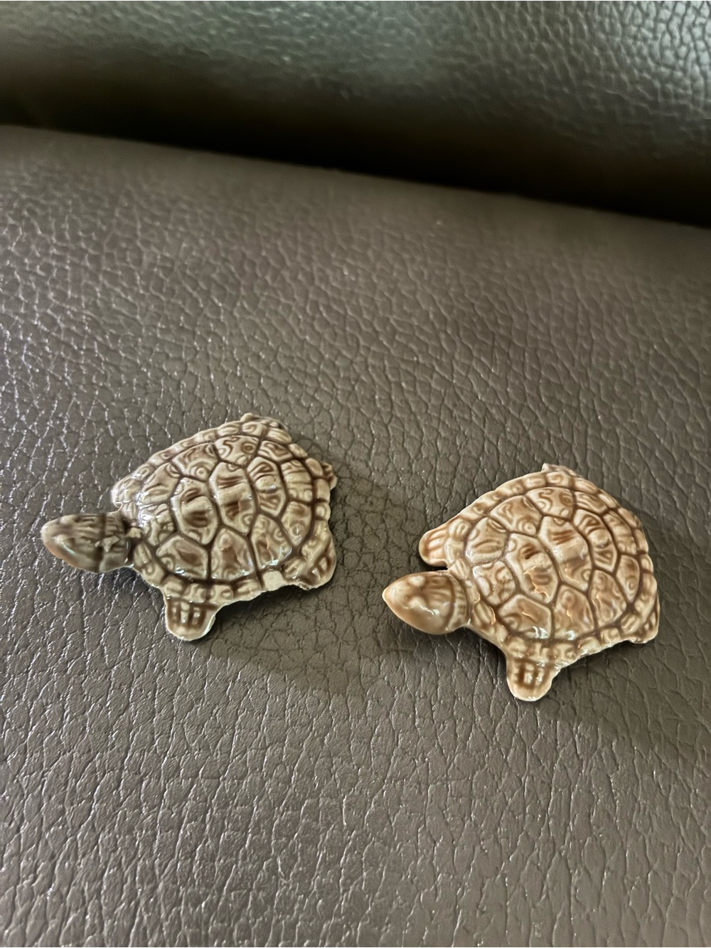 2-Vintage Wade Whimsies Miniature Turtle Porcelain Figurines - England